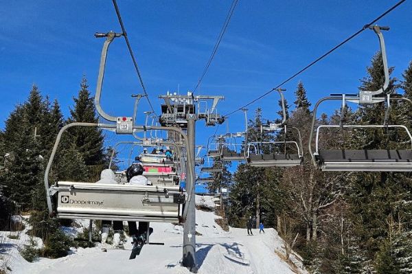 We are currently skiing on three slopes and the children’s area.