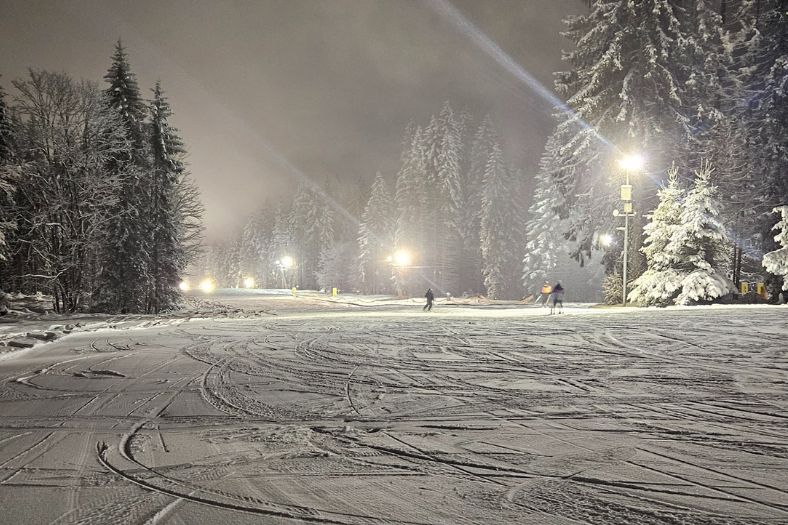 Snowmaking is running again and night skiing is back